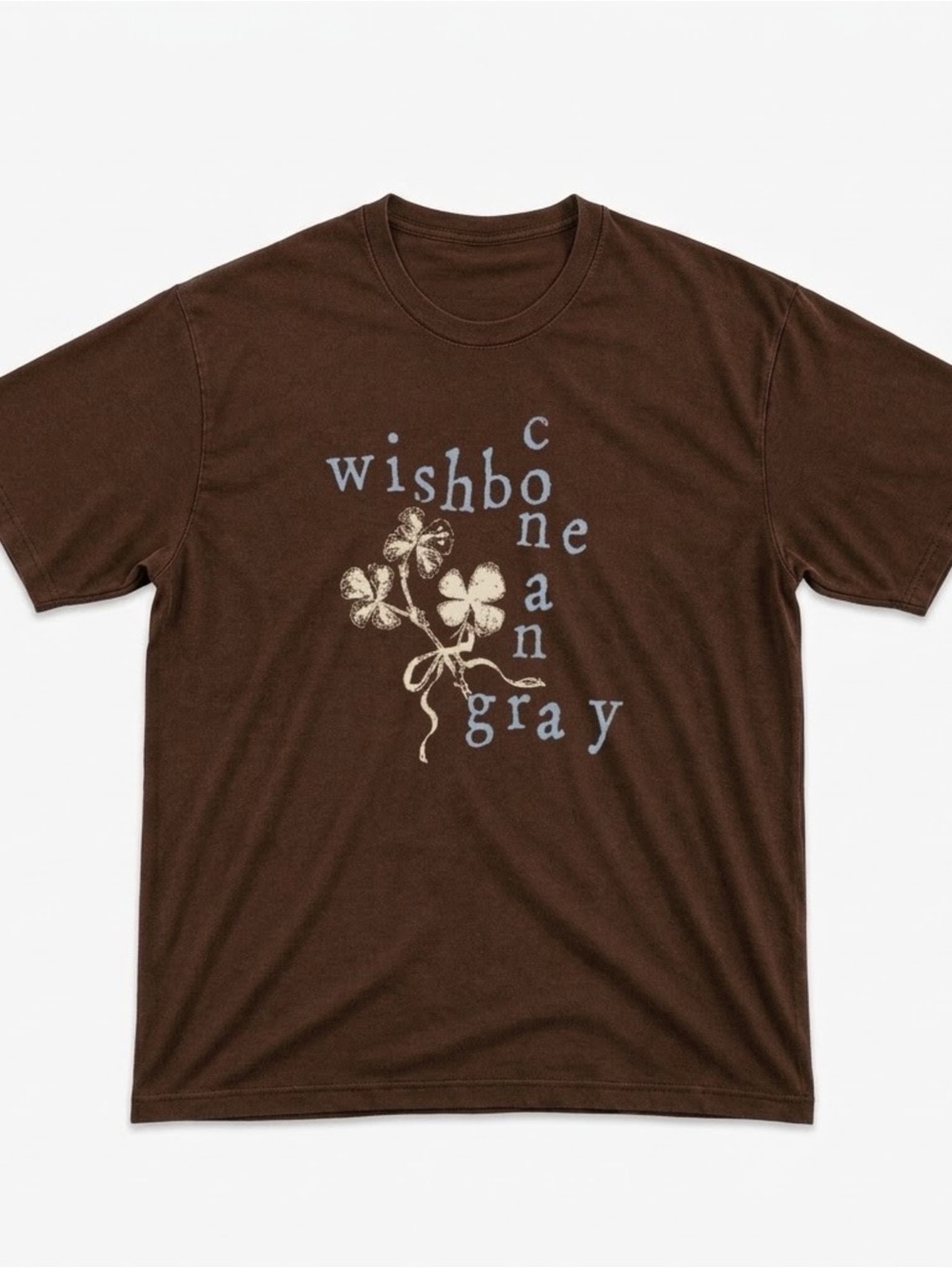 Wishbone and Gray Floral Graphic T-Shirt Brown Gildan Unisex